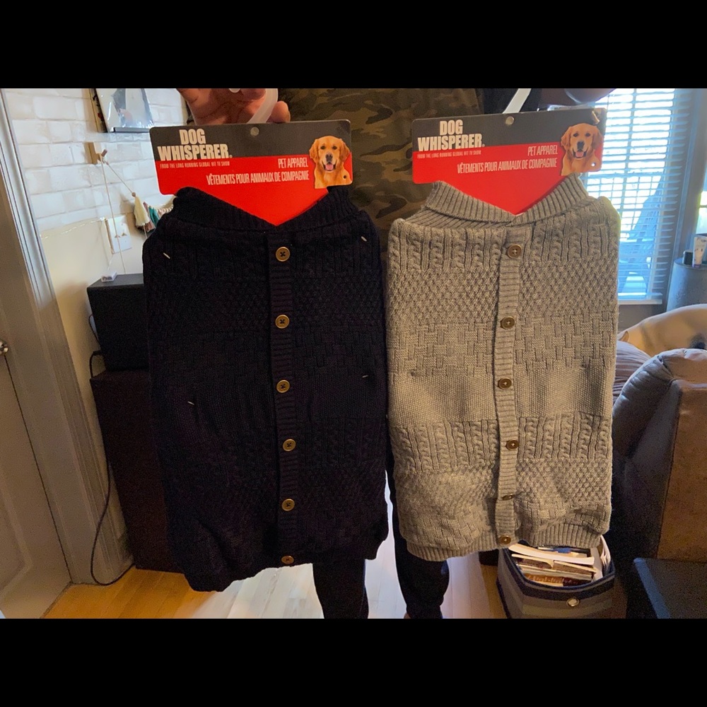 Two dog sweaters